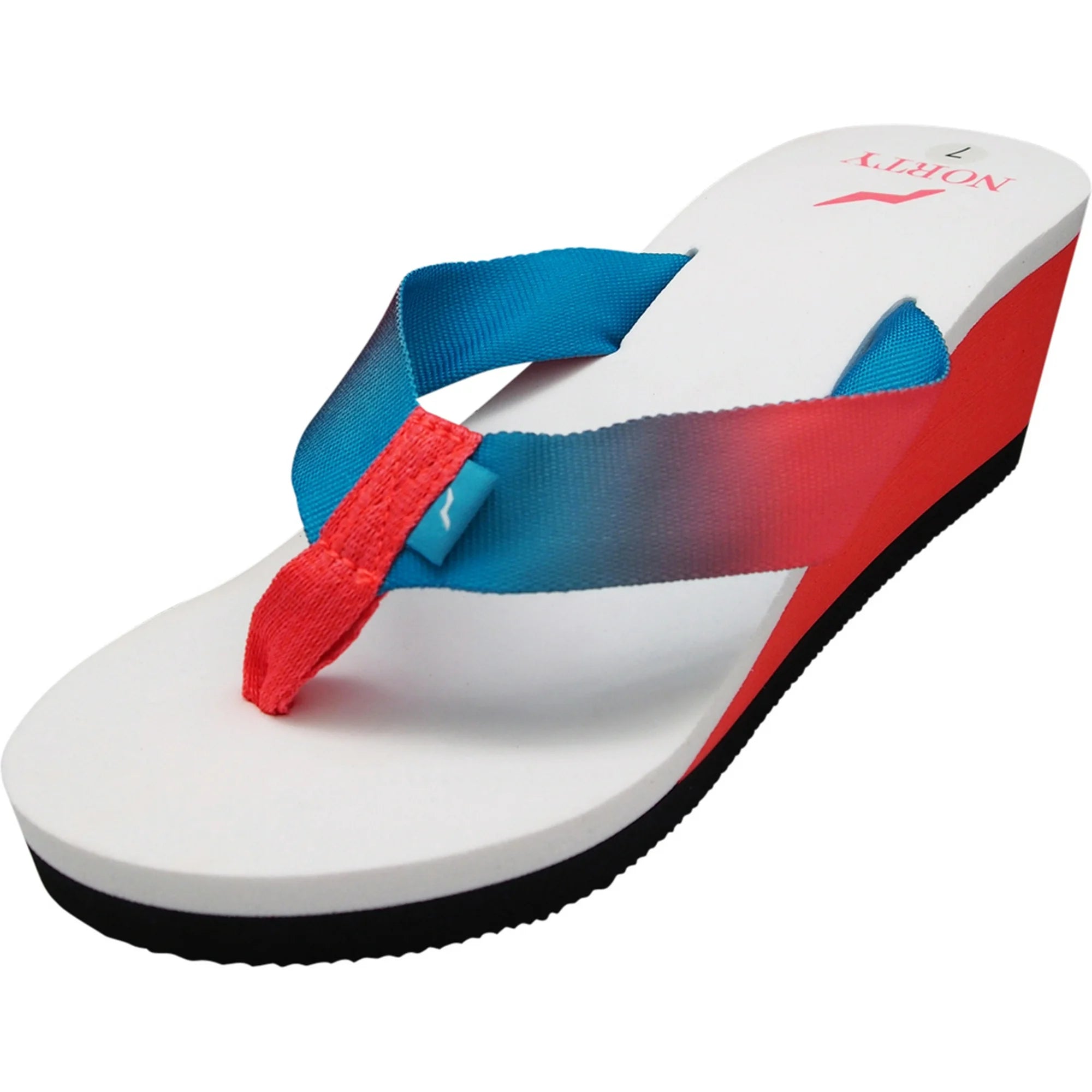 Norty Womens Sandal Flip Flop Wedge Turq Watermelon (15401)